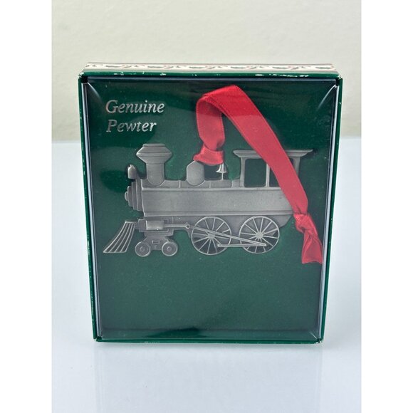 Genuine Pewter Train Christmas Ornament Holiday Tree Decor Red Ribbon VTG USA - Picture 15 of 15